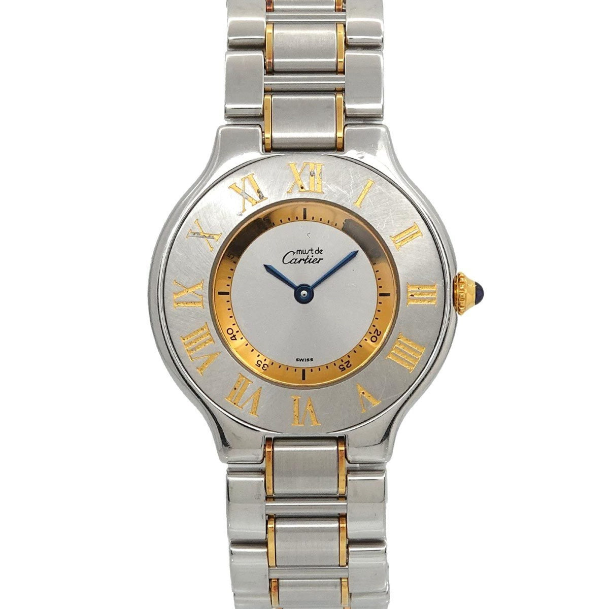 Pre-Owned Cartier Must 21 Vantianne Two-tone Watch W10072R6 Boys' Silver Quartz