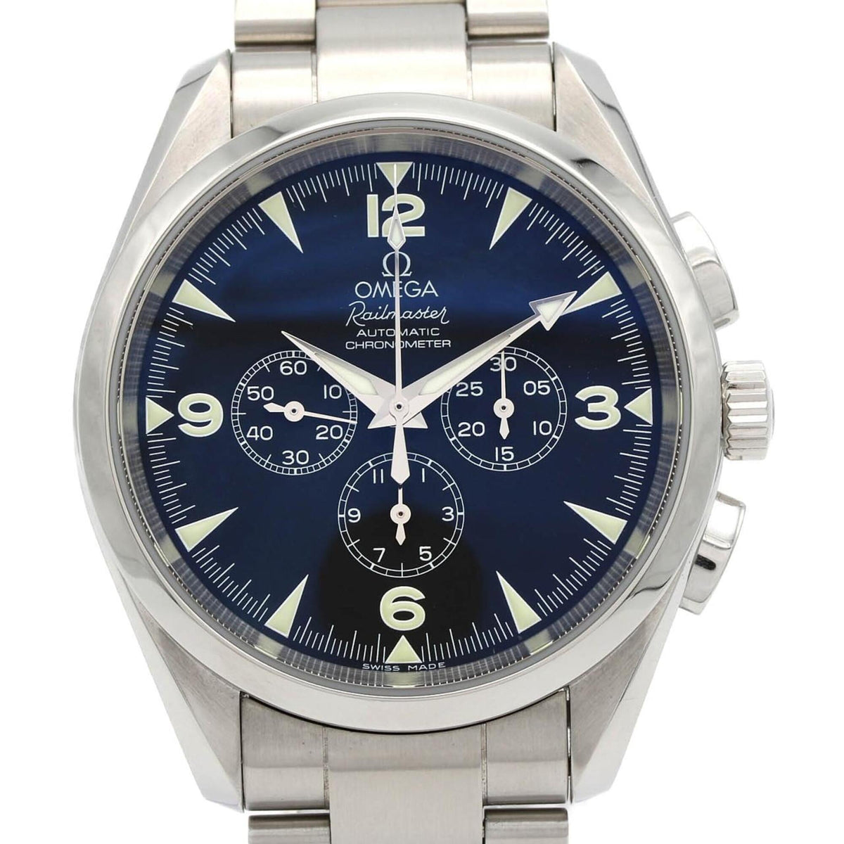 Pre-Owned Omega Railmaster Chronograph 2512.52 Stainless Steel Automatic Watch