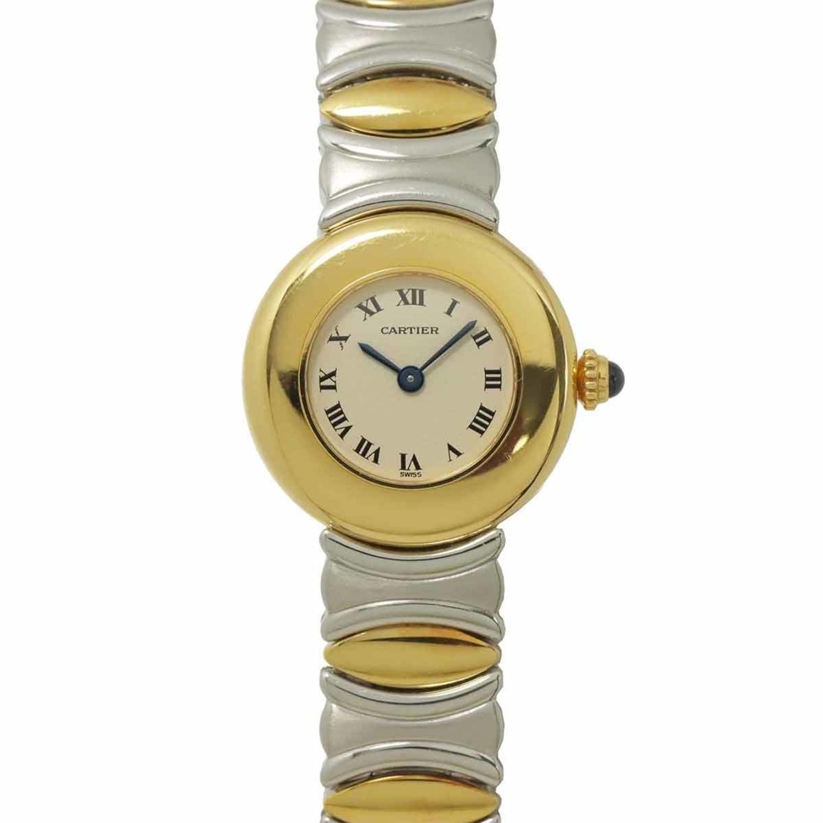 Pre-Owned Cartier Colisee Belle Epoque Two-Tone Watch W40001F2 Women's Ivory 18K Yellow Gold Quartz