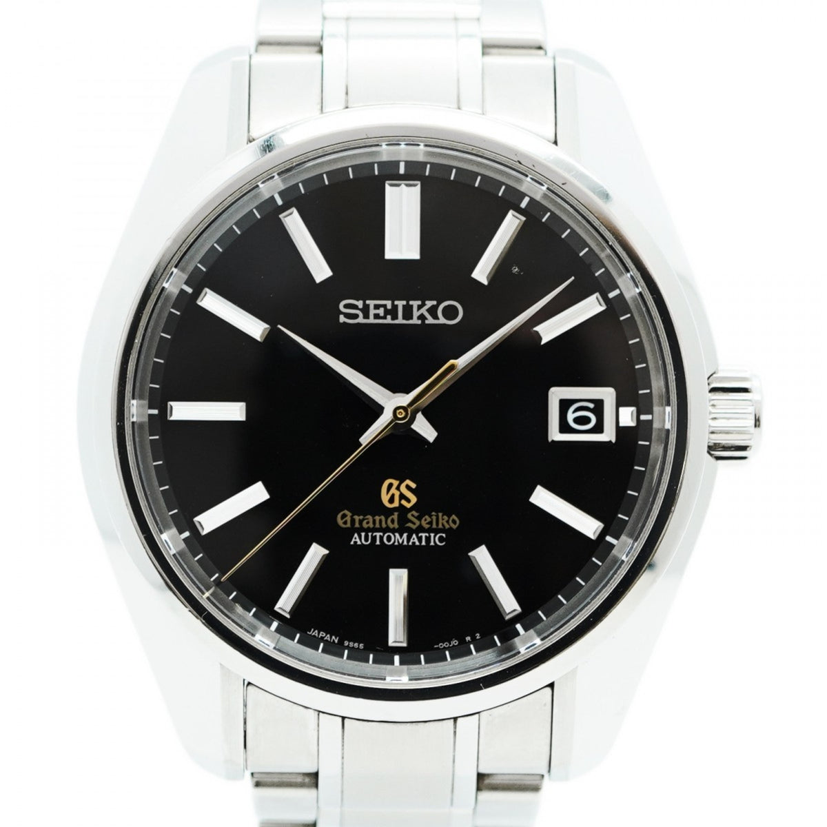 Gebrauchte Seiko Grand 9S65-00K0 Herrenuhr mit schwarzem Zifferblatt 