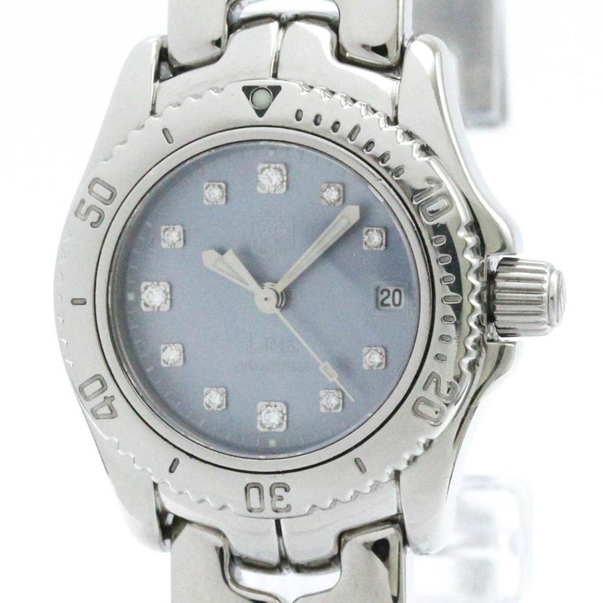 Gebrauchte polierte TAG HEUER Link Diamond MOP Zifferblatt Stahl Quarzuhr WT141C BF578765 