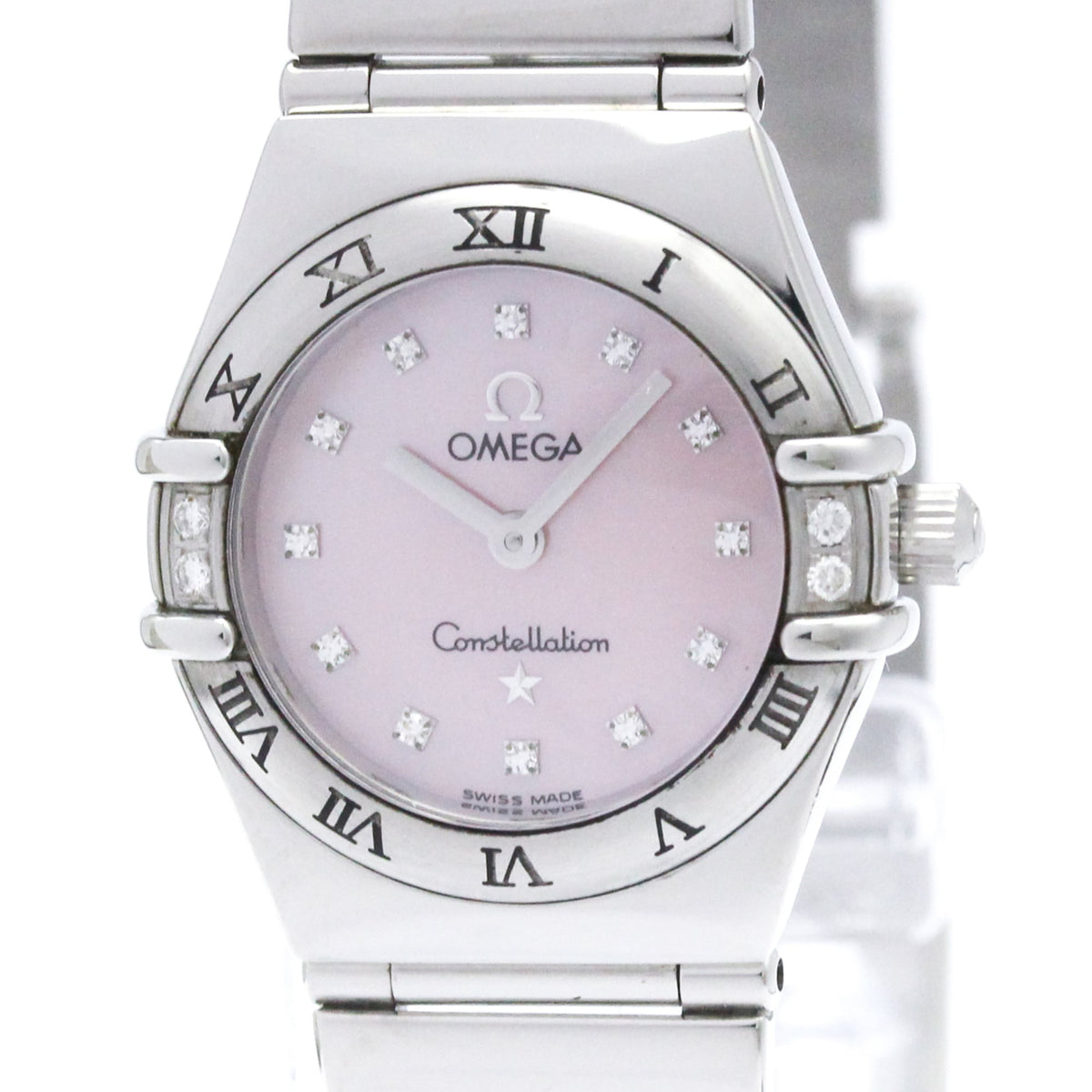 Pre-Owned OMEGA Constellation Diamond MOP Dial Ladies Quartz Steel Watch 1567.66 Polished