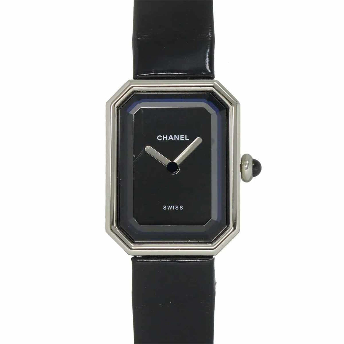 Pre-Owned CHANEL Premiere H0098 Women's Black PT Platinum Quartz Watch