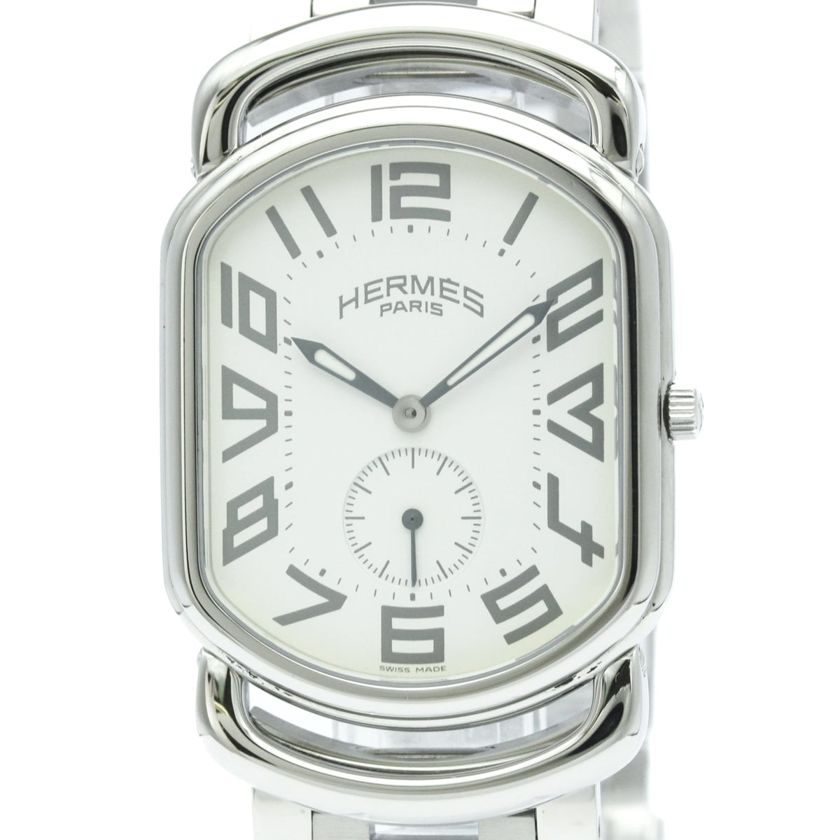 Pre-Owned HERMES Rally Stainless Steel Quartz Mens Watch RA1.810 Polished