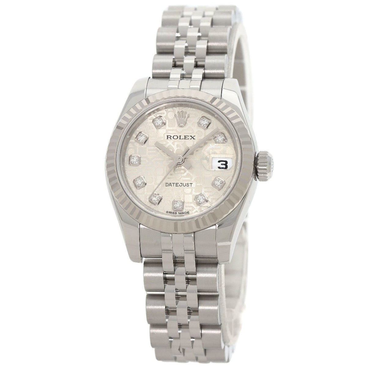 Gebrauchte Rolex 179174G Datejust 10P Diamant Uhr Edelstahl SS K18WG Damen ROLEX 