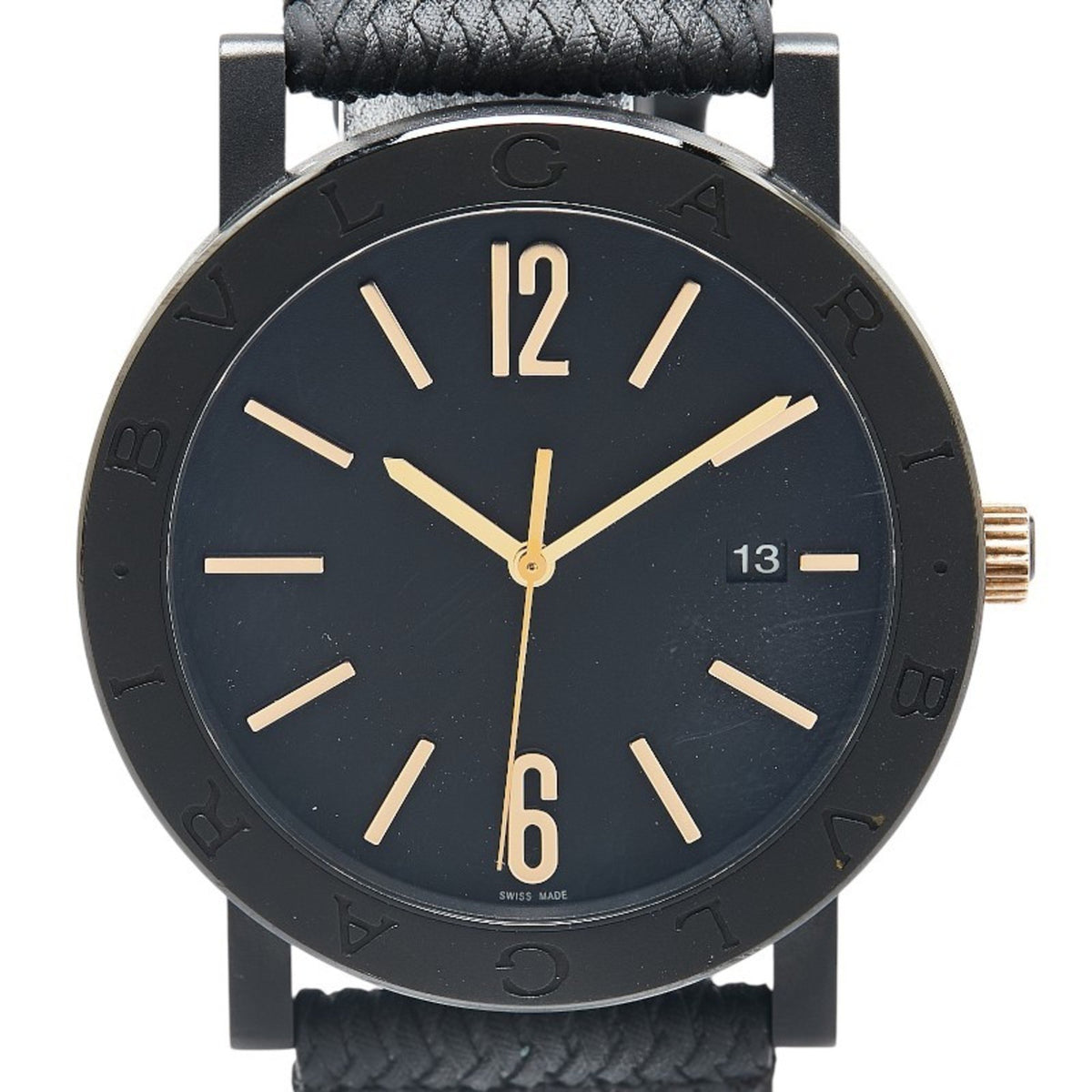 Gebrauchte BVLGARI Uhr BB41S Automatik Schwarzes Zifferblatt Edelstahl Gummi Herren 