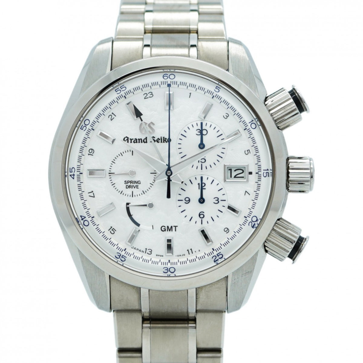 Gebrauchte Seiko Grand 9R96-0AP0 Herrenuhr mit weißem Zifferblatt 