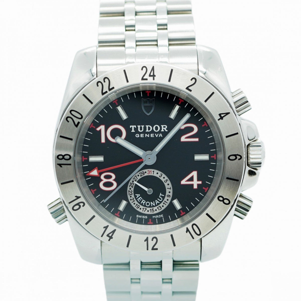 Gebrauchte Tudor Aeronaut 20200 Herrenuhr mit schwarzem Zifferblatt 