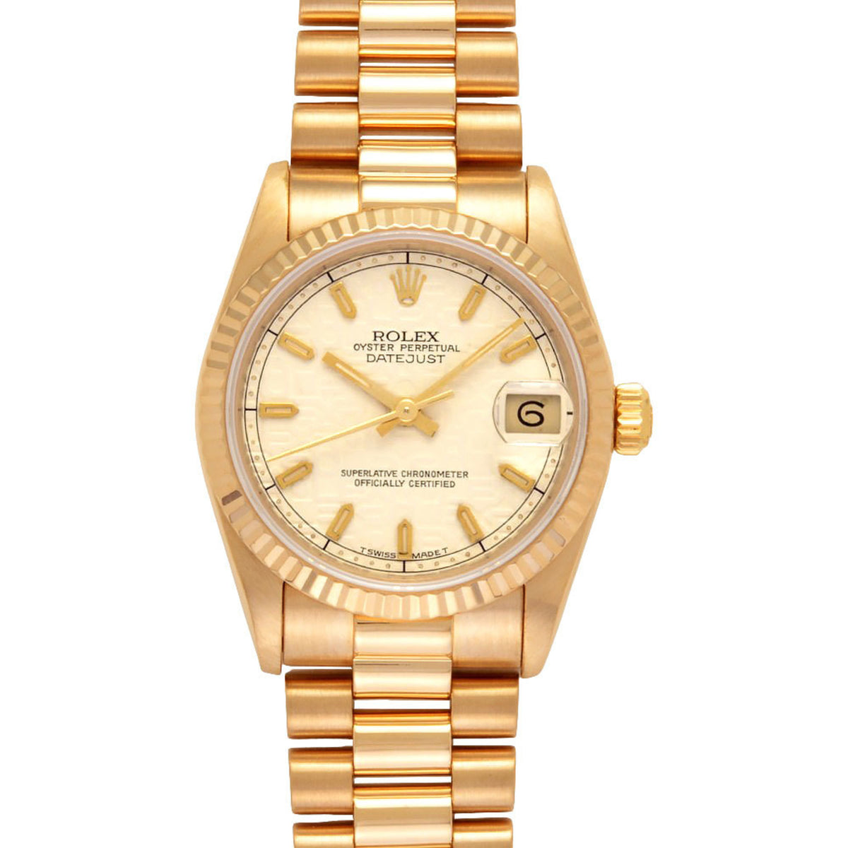 Gebrauchte Rolex ROLEX 68278 S-Serie Uhr, Automatik, elfenbeinfarbenes Zifferblatt, K18YG, Gelbgold, massiver Computer, 98,6 g, für Jungen 