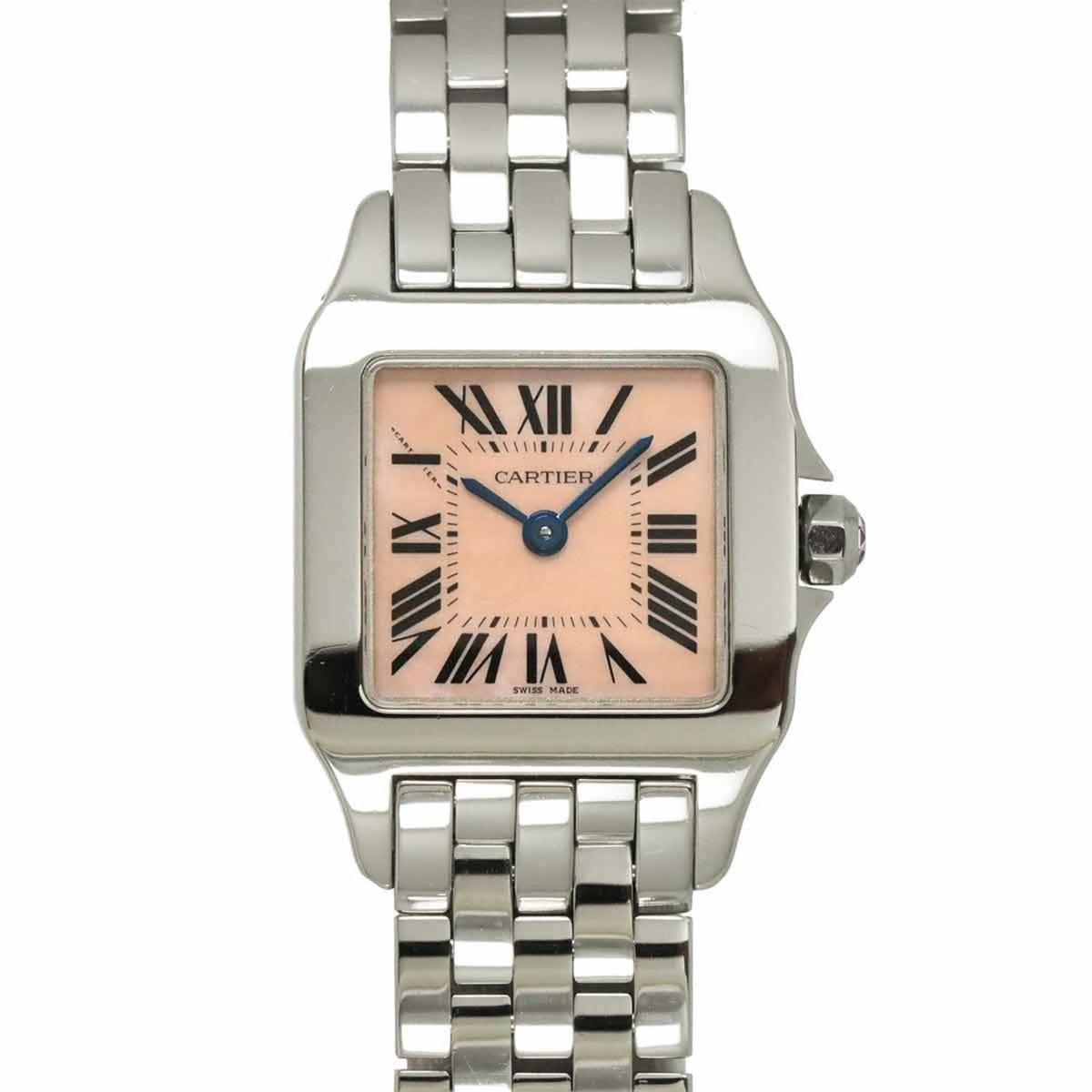Pre-Owned Cartier Santos Demoiselle SM W25075Z5 Women's Pink Shell Quartz Watch