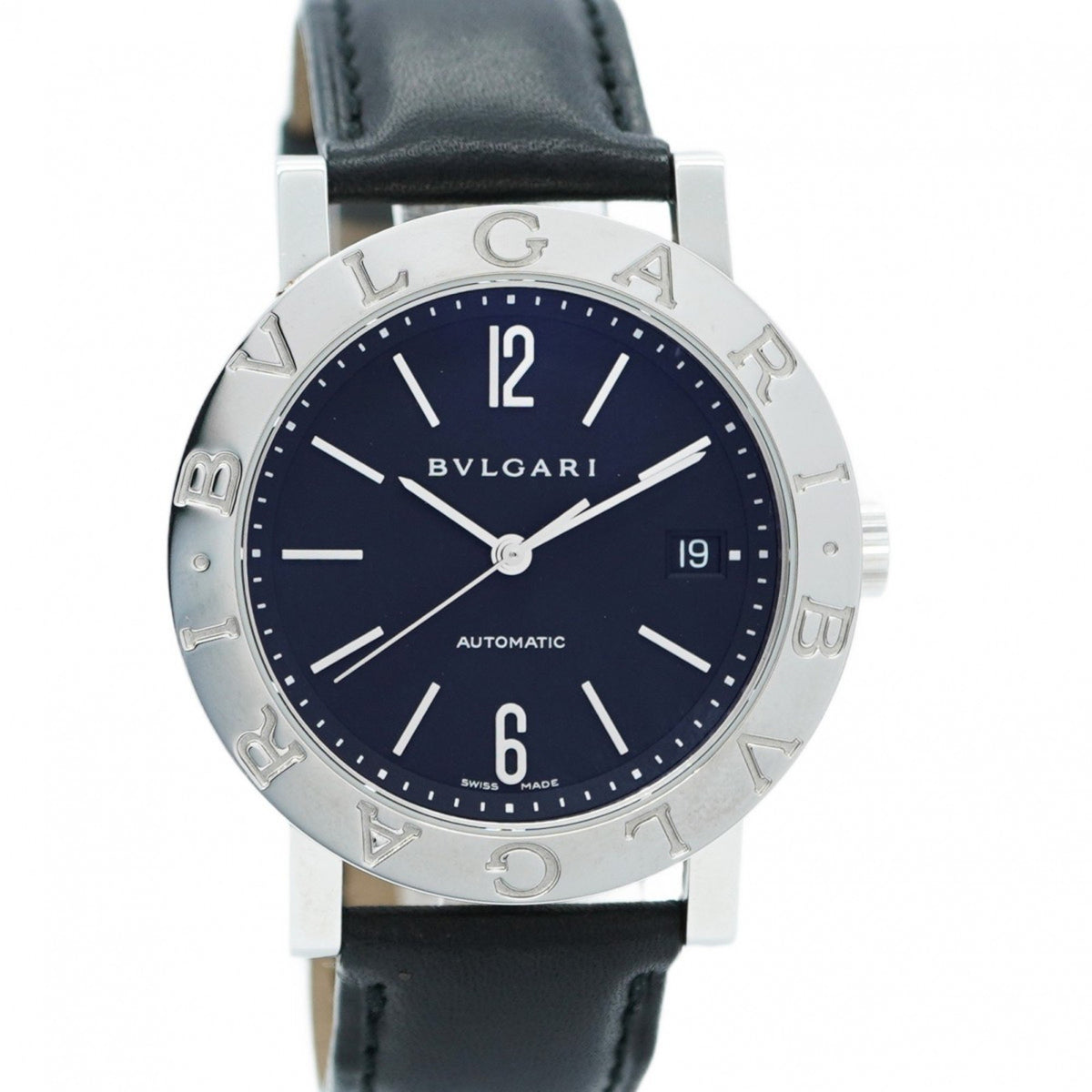 Gebrauchte Bvlgari BB38SLAUTO Herrenuhr mit schwarzem Zifferblatt 