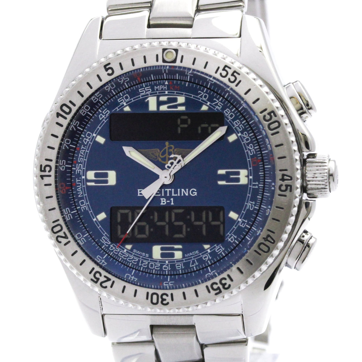 Pre-Owned BREITLING Professional B-1 Steel Quartz Mens Watch A68062 Polished
