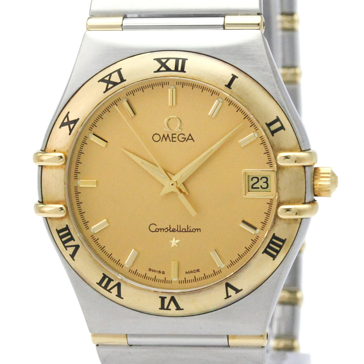 Pre-Owned OMEGA Constellation 18K Gold Steel Quartz Mens Watch 1312.10 Polished