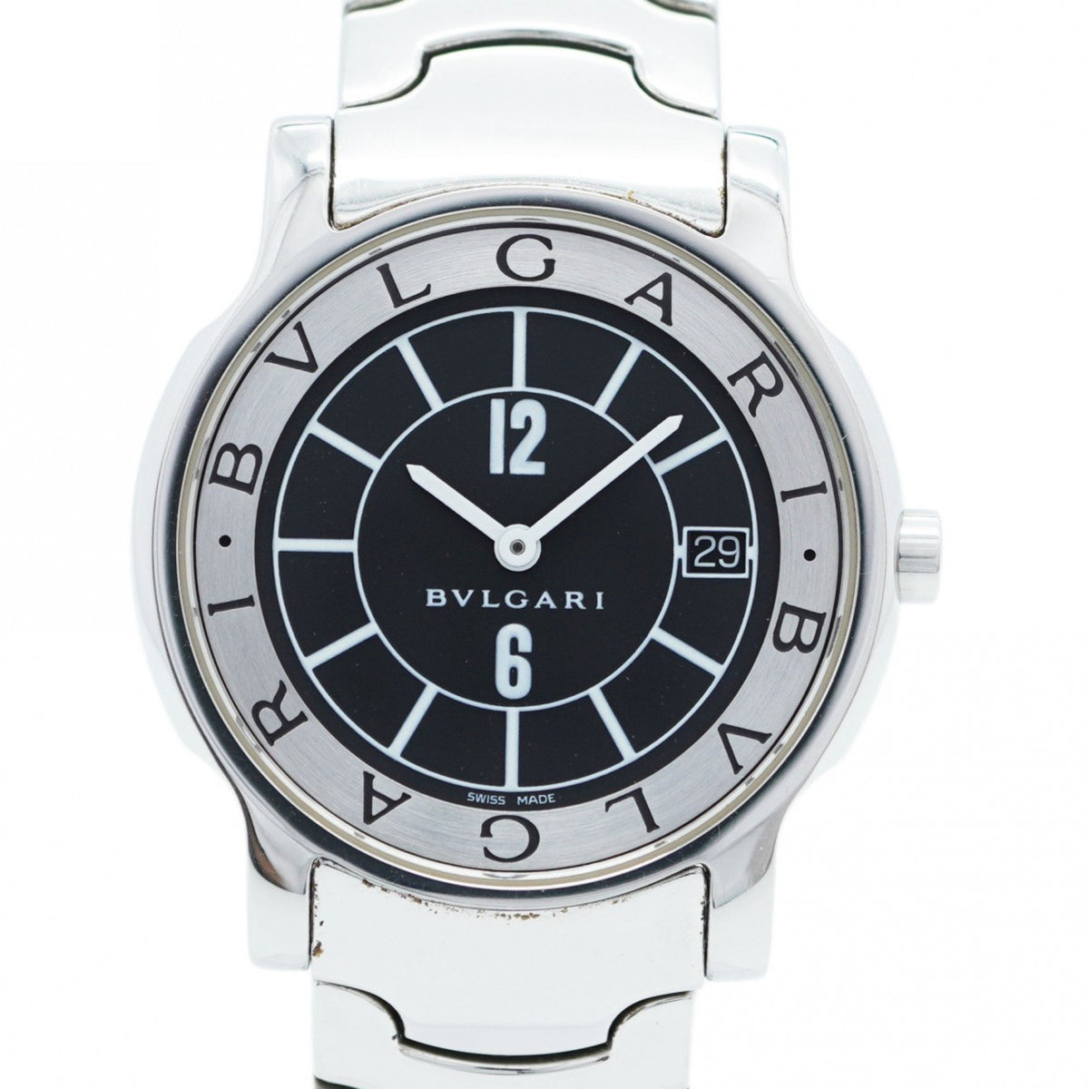 Gebrauchte Bvlgari Solotempo ST35S Herrenuhr mit schwarzem Zifferblatt