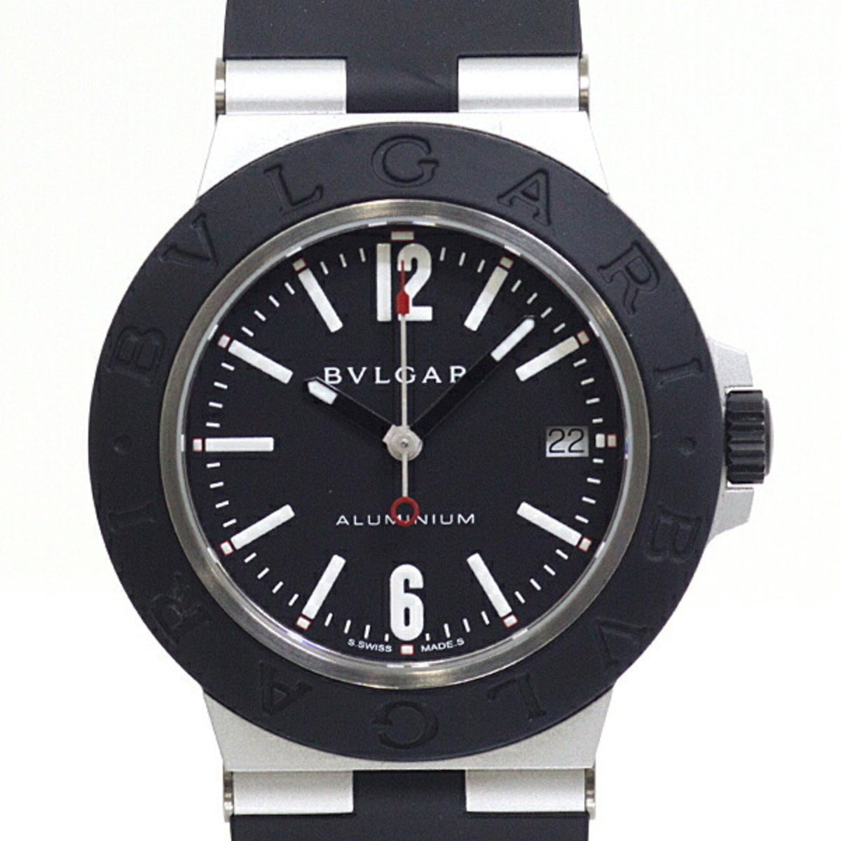 Gebrauchte BVLGARI Herrenuhr Aluminium Automatik BB40BATRSNL Schwarzes Zifferblatt Aufzug 