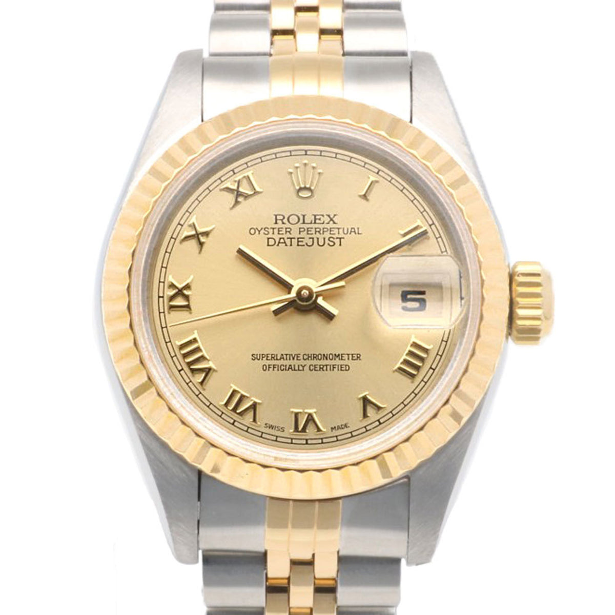 Gebrauchte Rolex Datejust Oyster Perpetual Uhr Edelstahl 69173 Automatik Damen ROLEX U-Serie 1997 Modell römische Ziffern überholt 