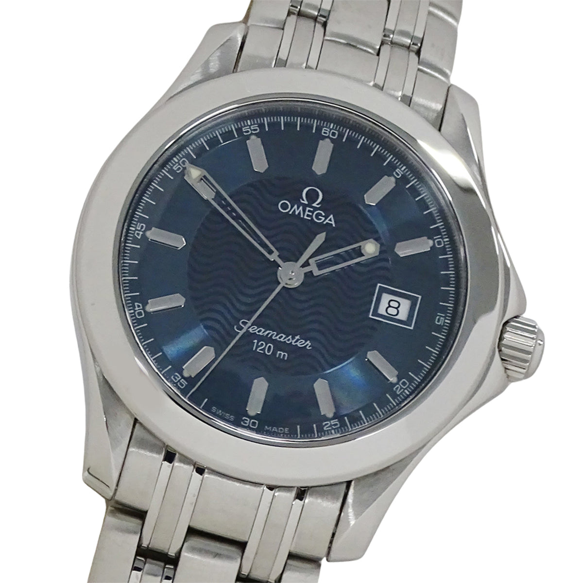 Pre-Owned OMEGA Seamaster 2511.81 Men's Watch, 120m, Date, Quartz, QZ, Stainless Steel, Silver, Navy, Polished