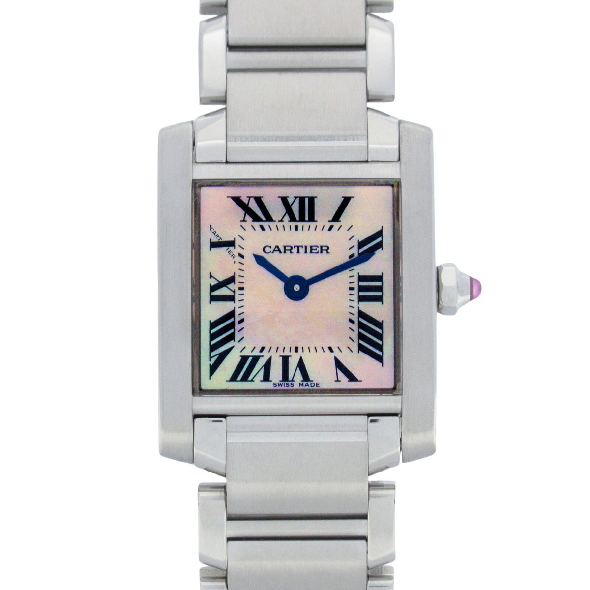 Gebrauchte CARTIER Tank Francaise SM Uhr Edelstahl Damen Rosa Schale W51028Q3 