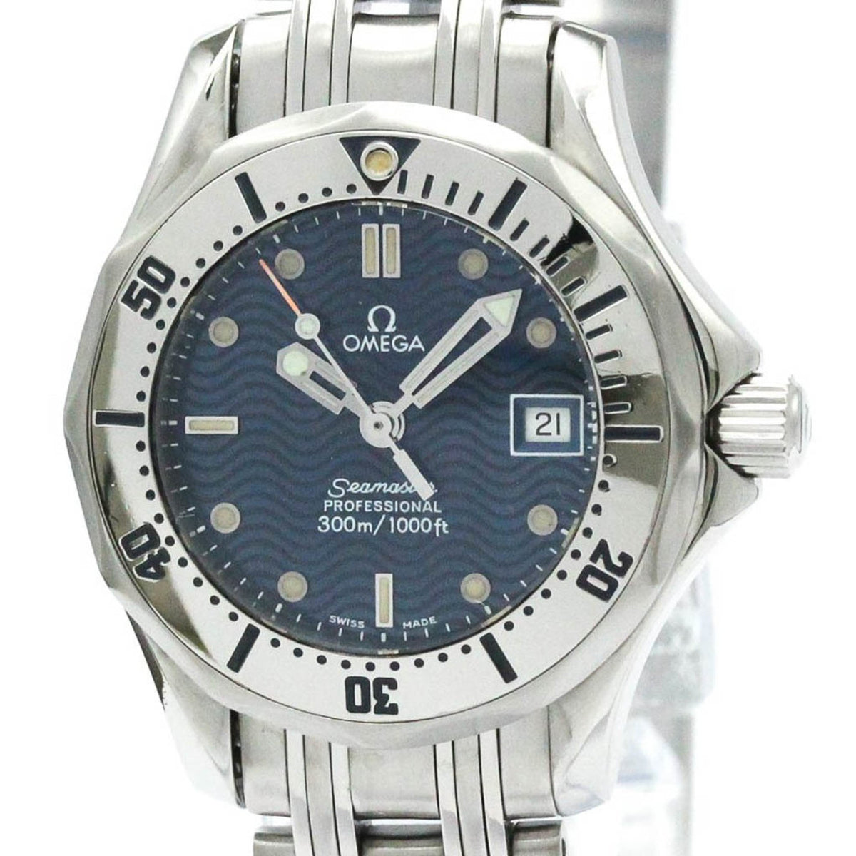 Gebrauchte polierte OMEGA Seamaster Professional 300M Quarz-Damenuhr 2582.80 BF580500 