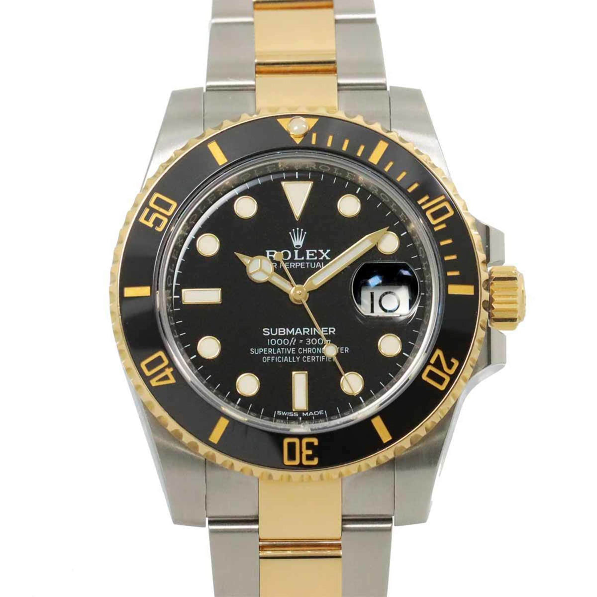 Gebrauchte Rolex ROLEX Submariner Date Combi 116613LN Zufallszahlen-Roulette Herrenuhr Schwarz K18YG Gelbgold Automatikaufzug 