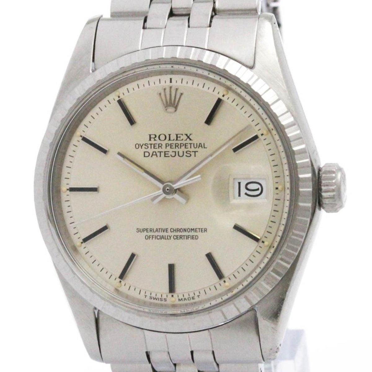 Pre-Owned ROLEX Datejust 1603 Stainless Steel Automatic Mens Watch Vintage