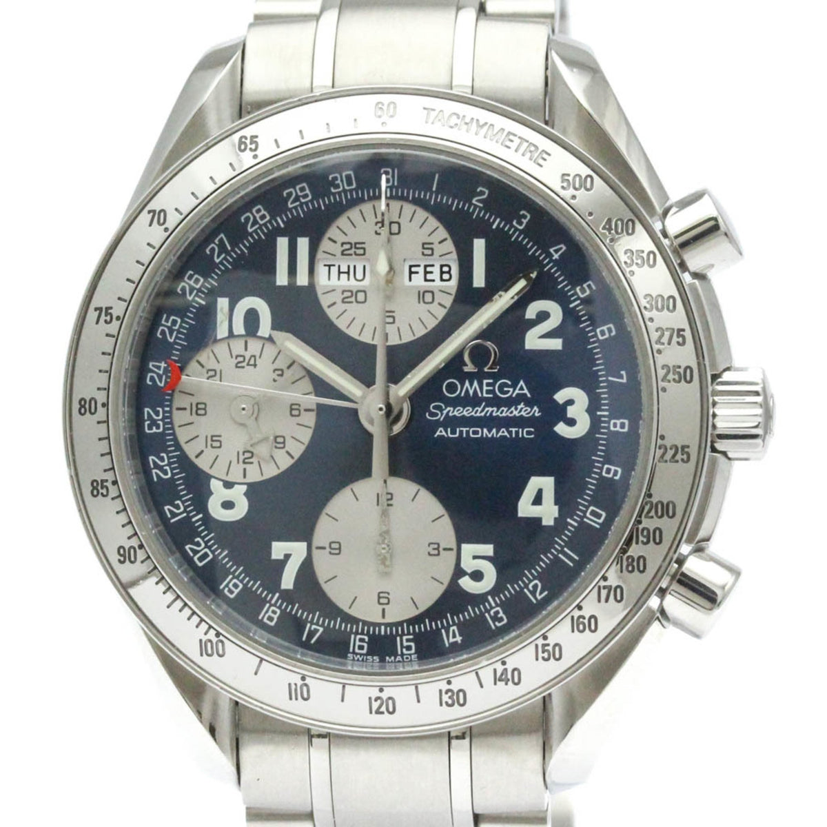 Gebrauchte, polierte OMEGA Speedmaster Triple Date Stahl-Automatikuhr 3523.81 BF567401 