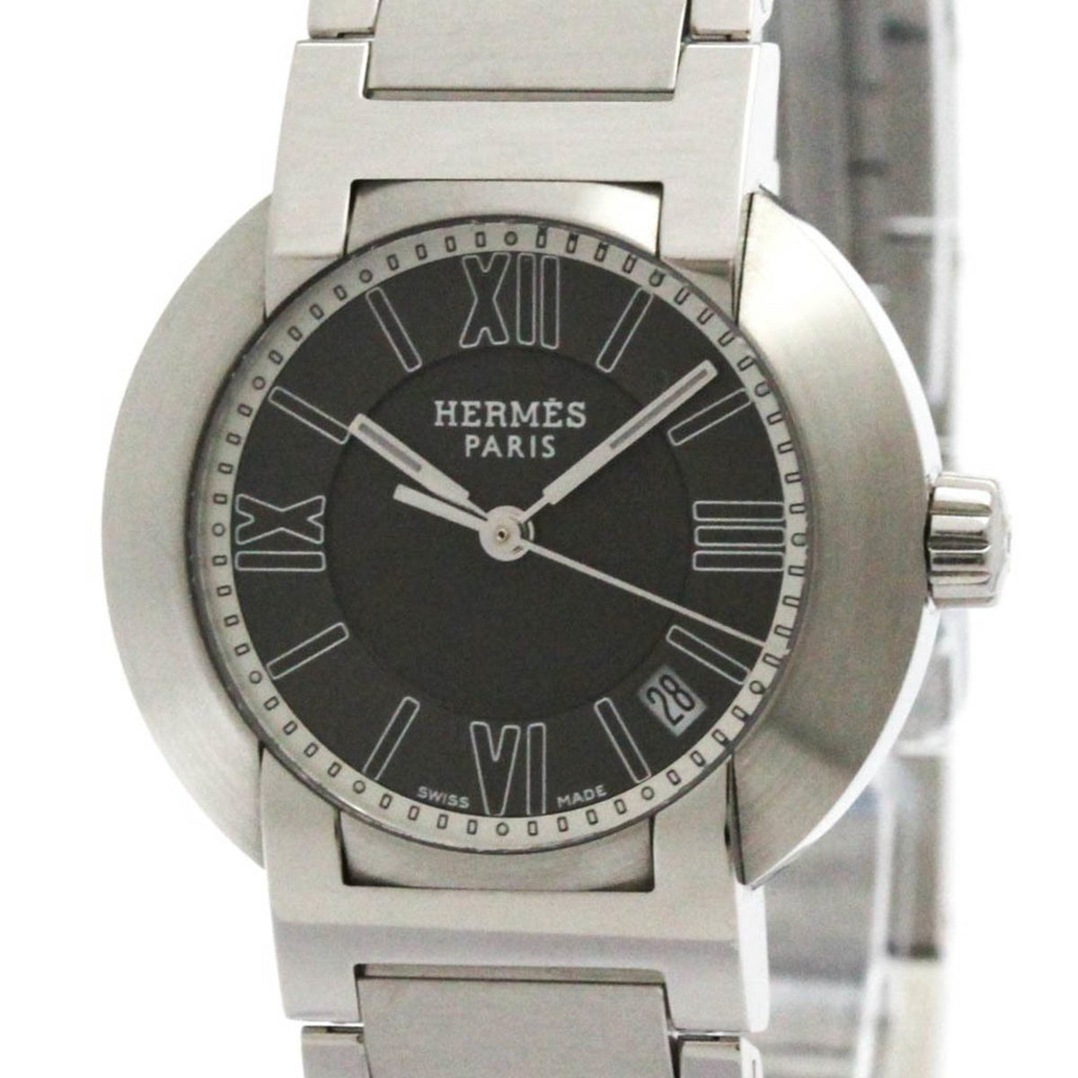 Gebrauchte HERMES Nomade Steel Auto Quartz Damenuhr NO1.210 Poliert 