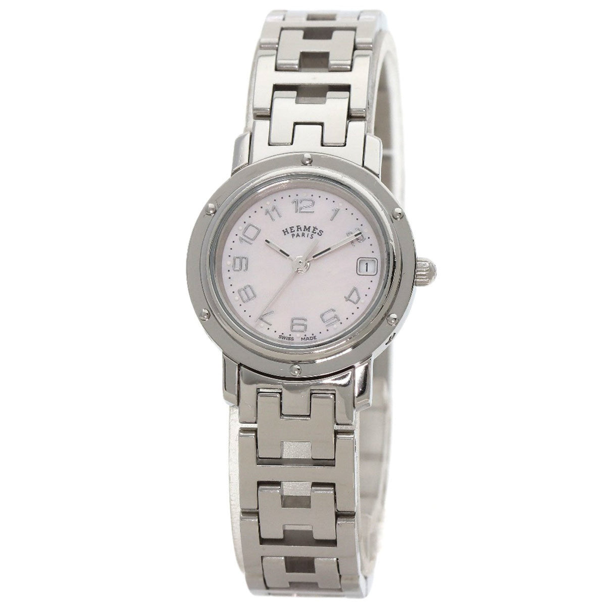 Gebrauchte Hermes Clipper Nacr? Neue Schnalle Uhr Edelstahl SS Damen HERMES 
