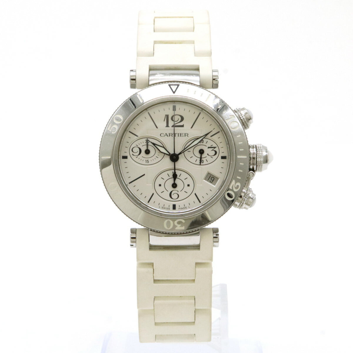 Gebrauchte Cartier Pasha Silbernes Zifferblatt AT Automatische Jungen Damen Unisex Uhr W3140005 