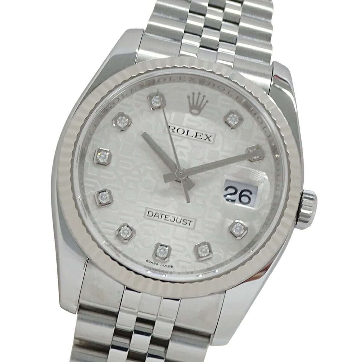 Gebrauchte Rolex ROLEX Datejust 116234G M Seriennummer Herrenuhr 10P Diamant Automatik AT Edelstahl SS Weißgold WG Silber Überholt und poliert 