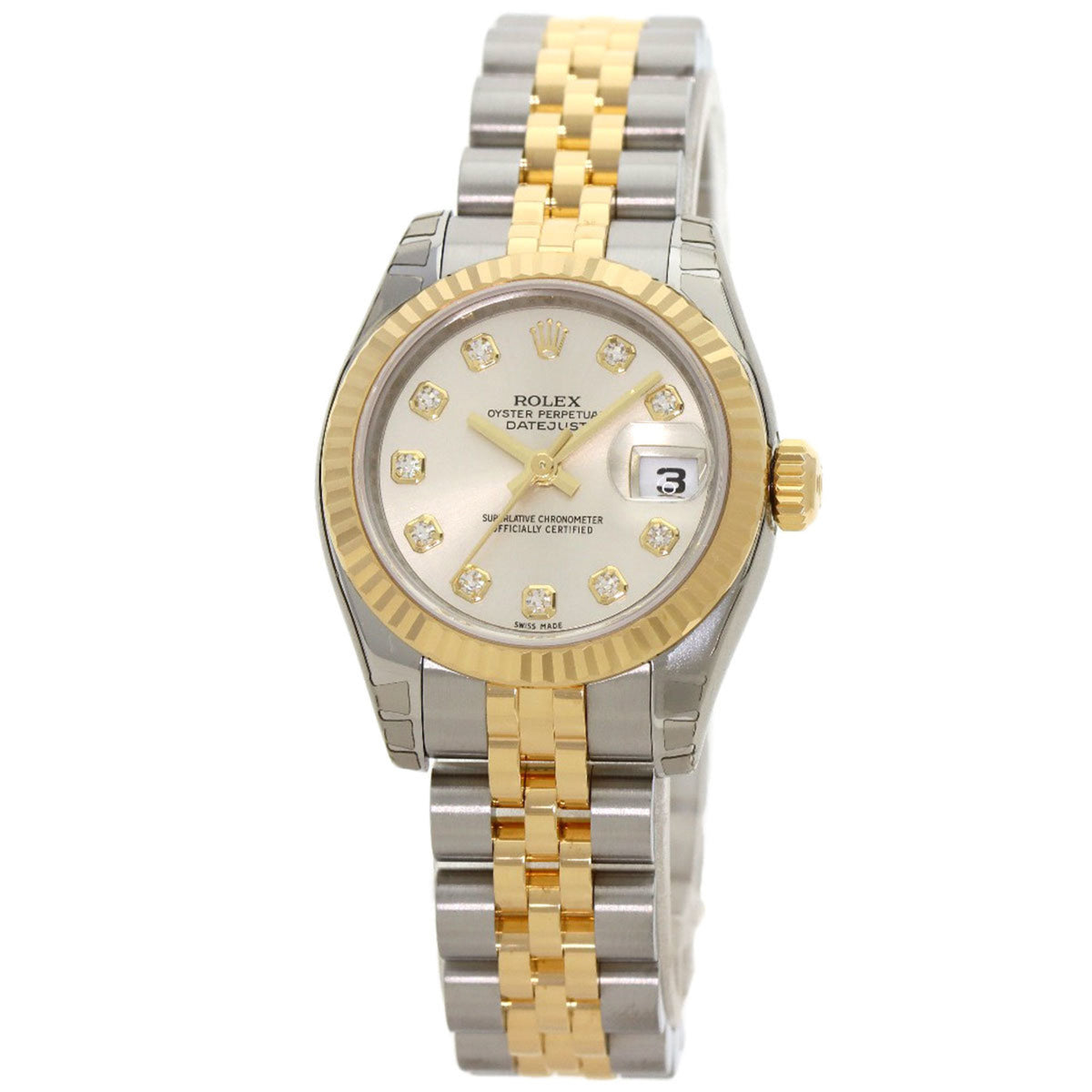 Gebrauchte Rolex 179173G Datejust 10P Diamantuhr Edelstahl SS x K18YG Damen 