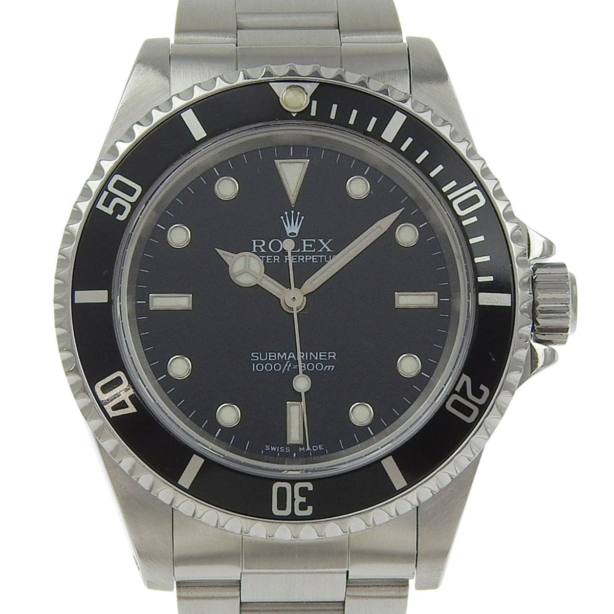 Pre-Owned Rolex Submariner Men's Watch, Caliber 3130, 14060M, Stainless Steel, 2001, Silver, Automatic, Analog Display, Black Dial