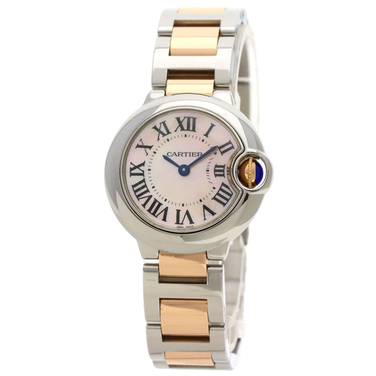 Gebrauchte Cartier W6920034 Ballon Bleu SM 28mm Uhr Edelstahl SSxK18PG Damen 