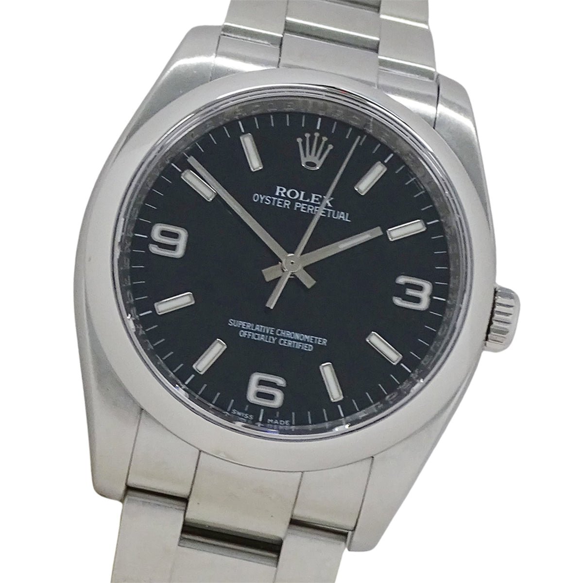 Pre-Owned Rolex ROLEX Oyster Perpetual 116000 M-number watch men's brand automatic winding AT stainless steel SS silver black polished
