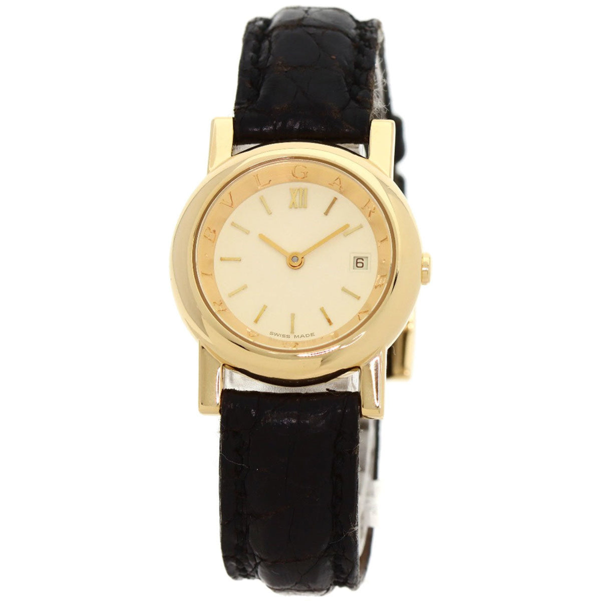 Gebrauchte BVLGARI AT26GL Amphitheatre Uhr, 18 Karat Gelbgold, Leder, Damen 