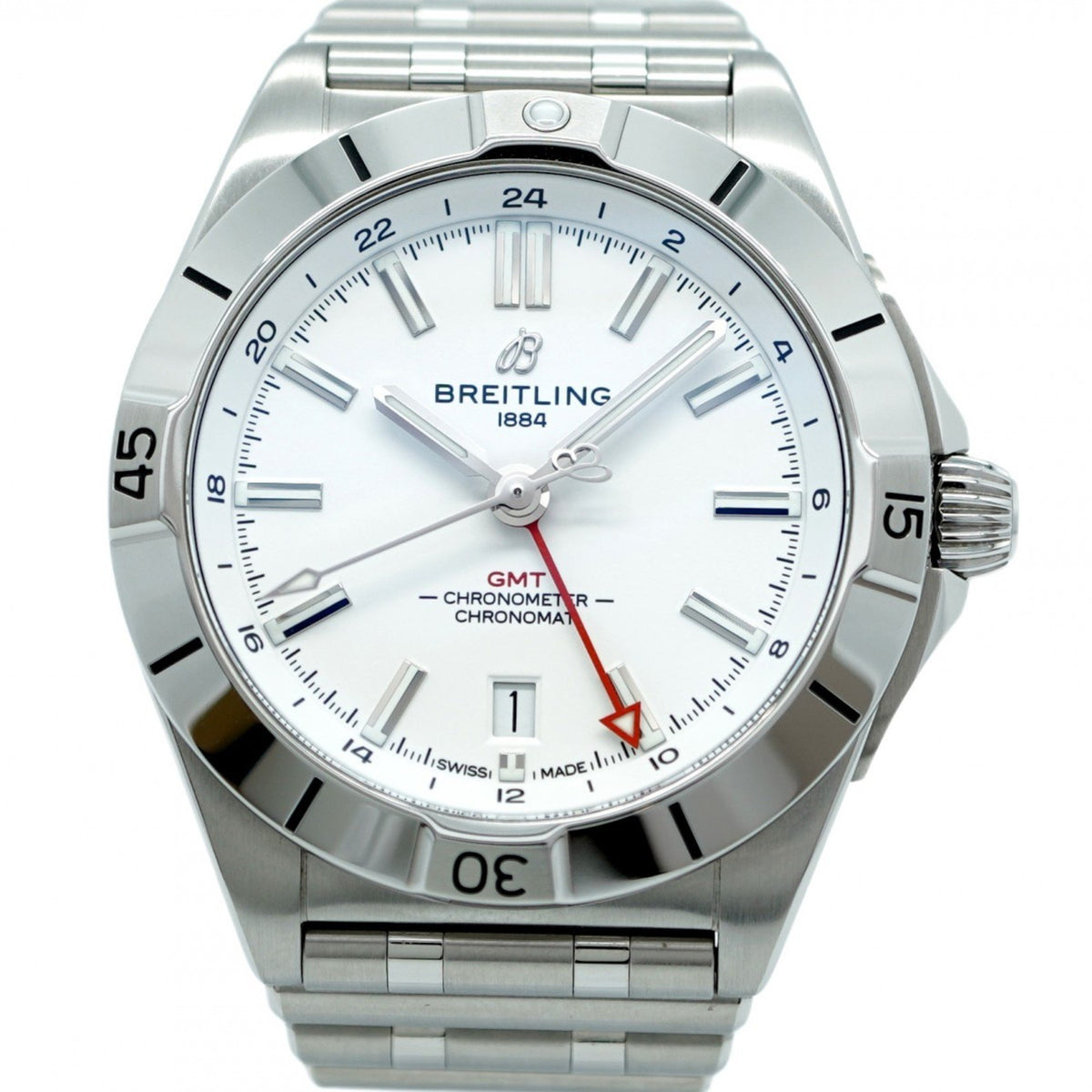 Gebrauchte Breitling Chronomat A32398 Herrenuhr mit weißem Zifferblatt 