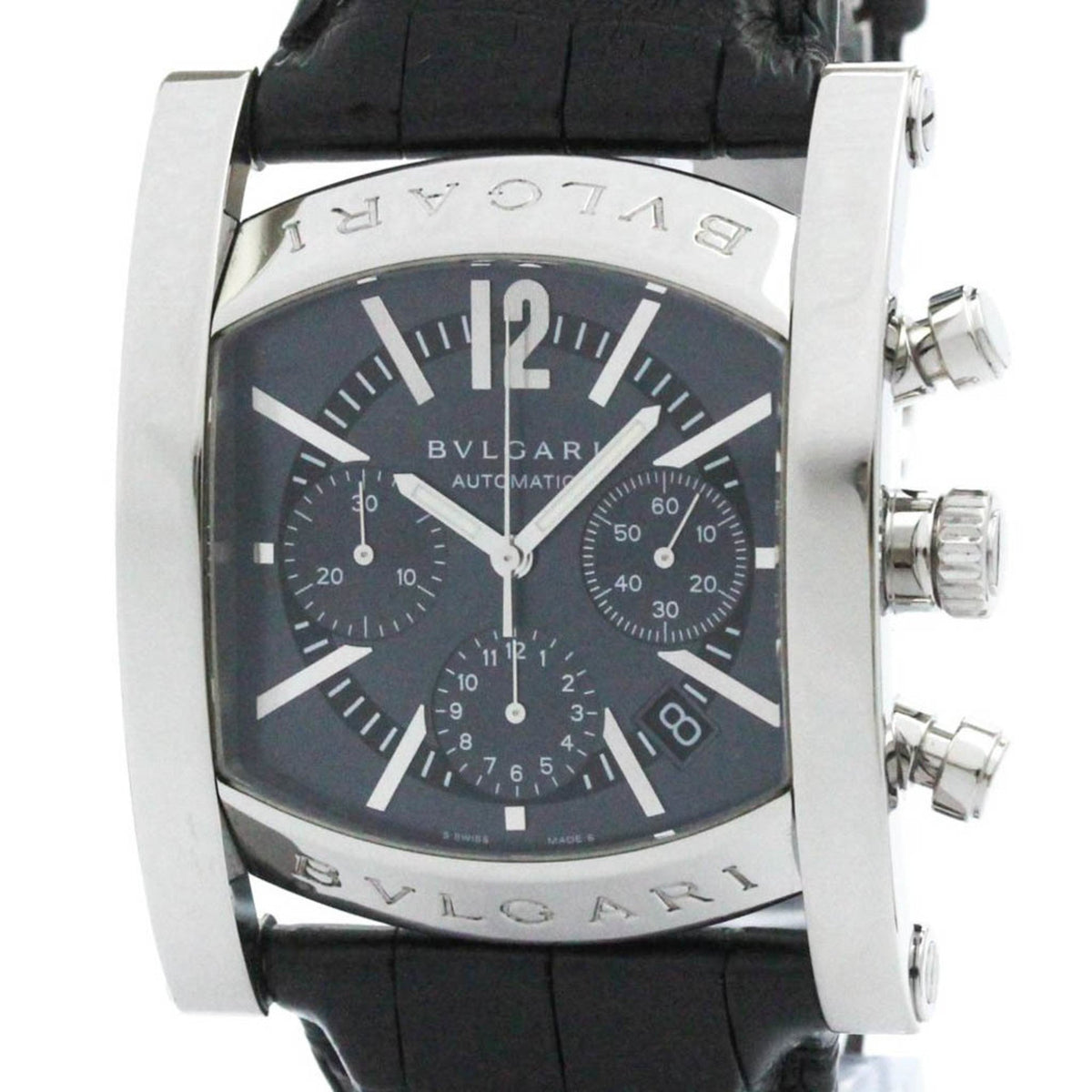 Gebrauchte polierte BVLGARI Assioma Chronograph Stahl Automatik Herrenuhr AA48SCH BF580517 