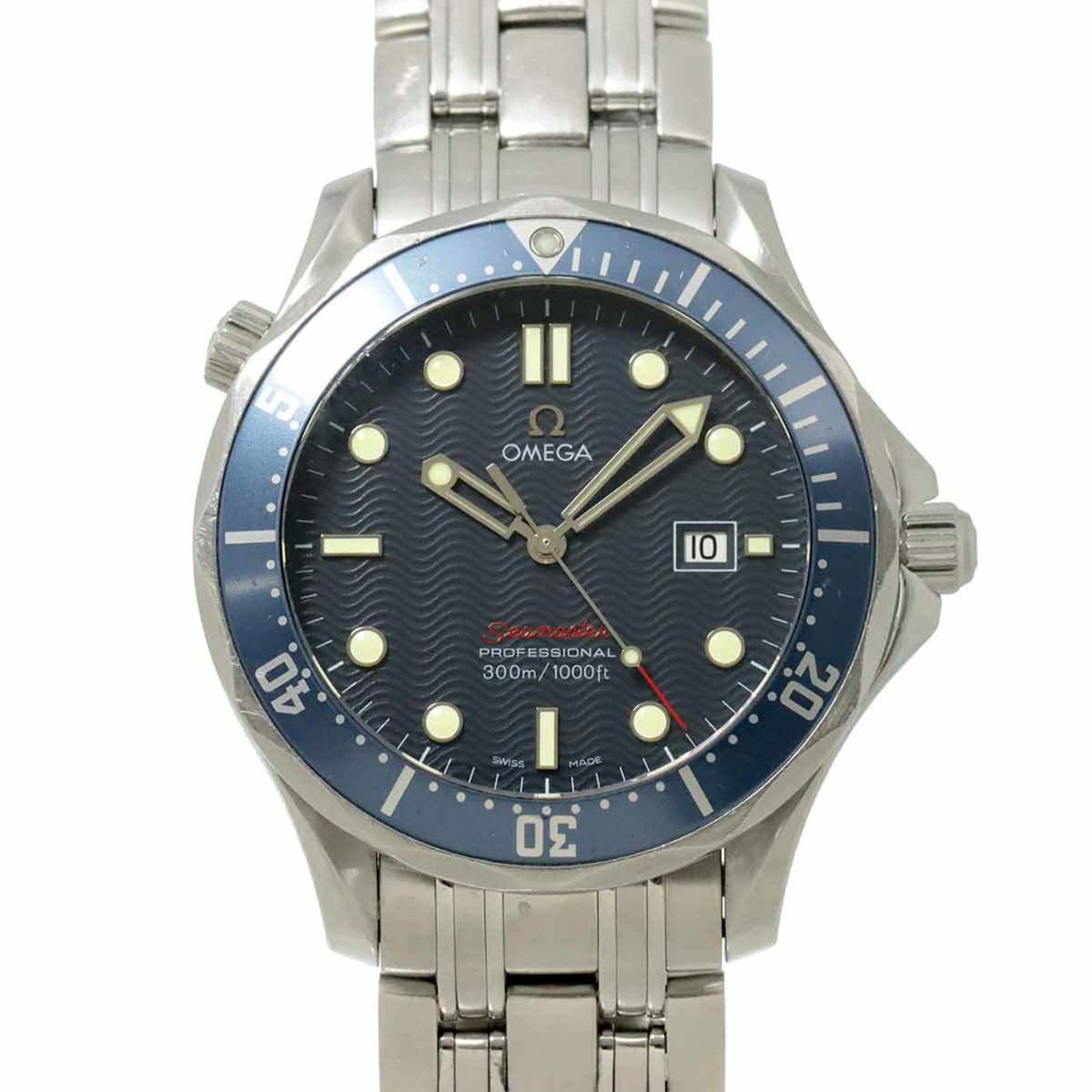 Pre-Owned OMEGA Seamaster Professional 300 2221 80 Men's Watch with Date, Blue Quartz