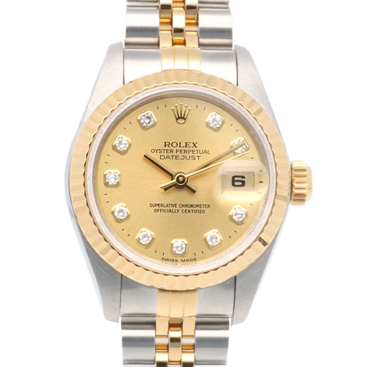 Gebrauchte Rolex Datejust Oyster Perpetual Uhr Edelstahl 69173 Automatik Damen ROLEX T Serie 1996 Modell 10P Diamant 