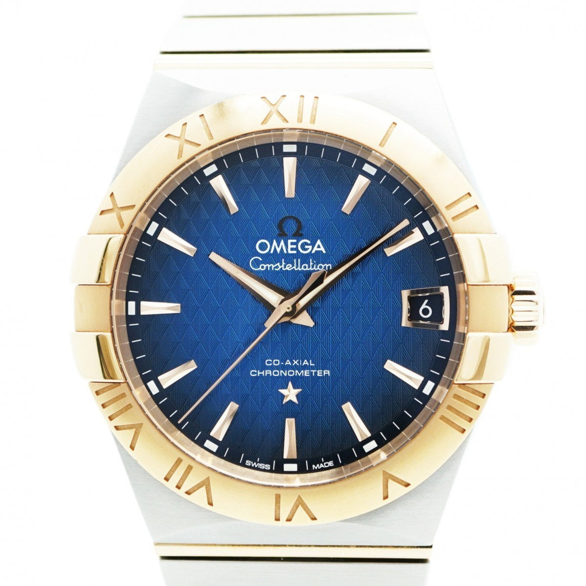 Gebrauchte Omega Constellation 123.20.38.21.03.001 Herrenuhr mit blauem Zifferblatt 