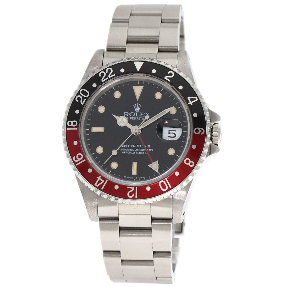 Gebrauchte Rolex 16710 GMT Master II mit roter und schwarzer Lünette und Tritium-Uhr aus Edelstahl für Herren ROLEX 