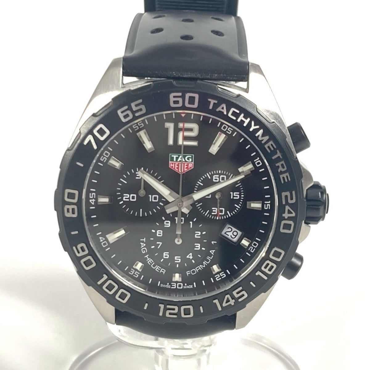 Gebrauchte TAG HEUER CAZ1010 Formel 1 Chronograph Uhr Herren Logo Armbanduhr Gummi Schwarz 