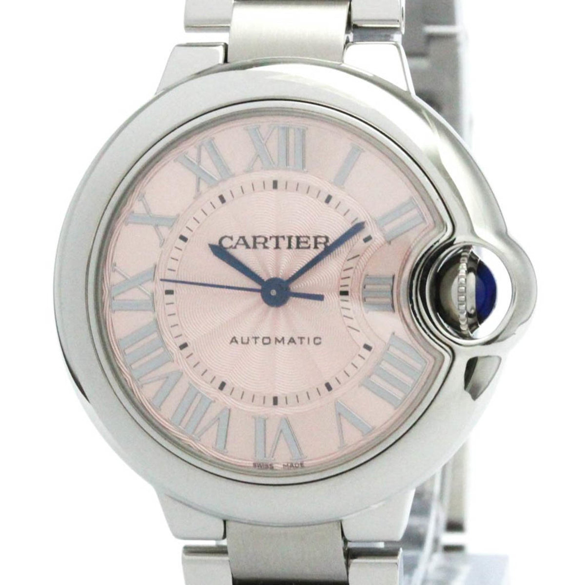 Gebrauchte, polierte Cartier Ballon Bleu MM Stahl-Quarz-Damenuhr W6920100 