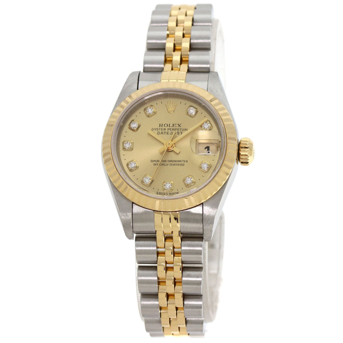 Gebrauchte Rolex 69173G Datejust 10P Diamant Uhr Edelstahl SSxK18YG Damen ROLEX 