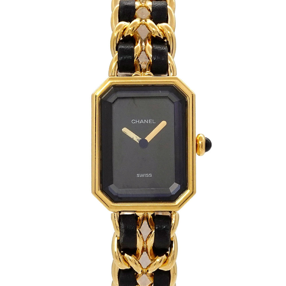Gebrauchte CHANEL Premiere L Größe H0001 Damenuhr Schwarz Gold Quarz 