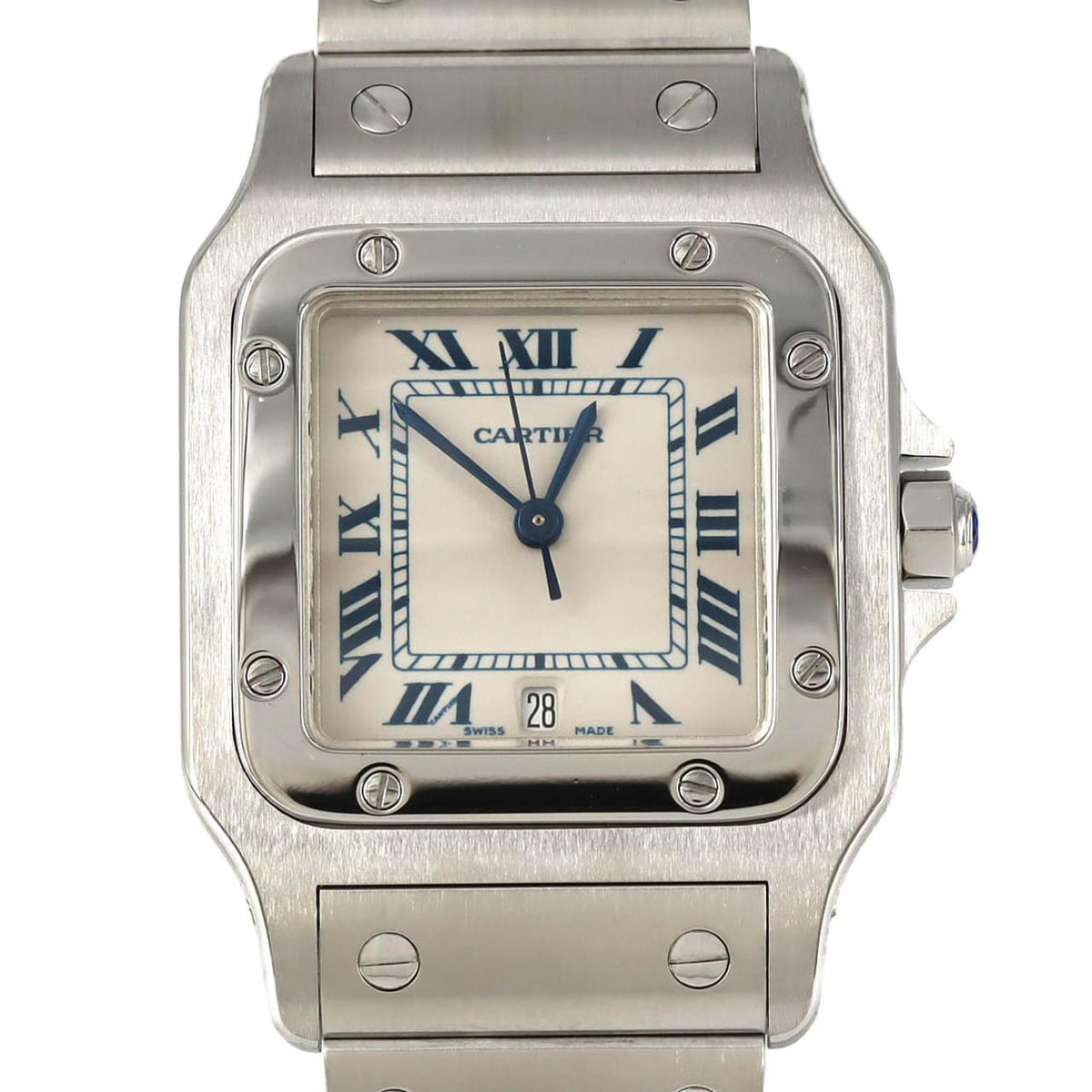 Pre-Owned Cartier Santos Galbe LM W20018D6 Stainless Steel Quartz Watch