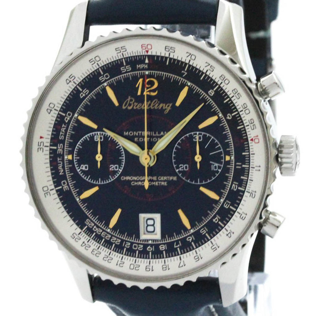 Gebrauchte polierte BREITLING Navitimer Montbrillant Edition Stahluhr A48330 BF580462 