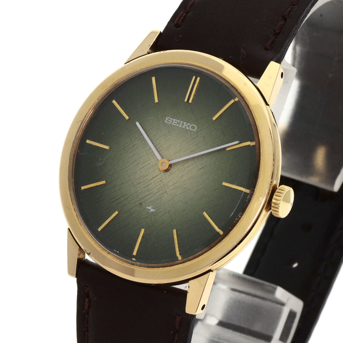 Gebrauchte Seiko 2220-0180 Chariot Uhr 18 Karat Gelbgold Leder Herren SEIKO 