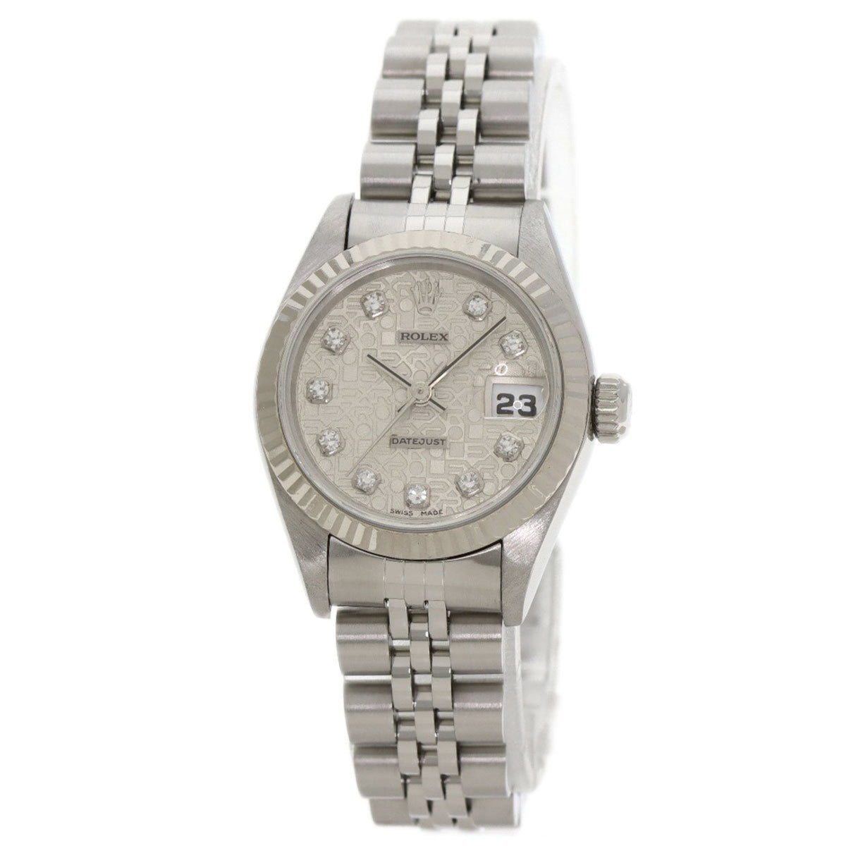 Pre-Owned Rolex 69174G Datejust 10-Piece Diamond Watch in Stainless Steel/SS/18K White Gold for Women