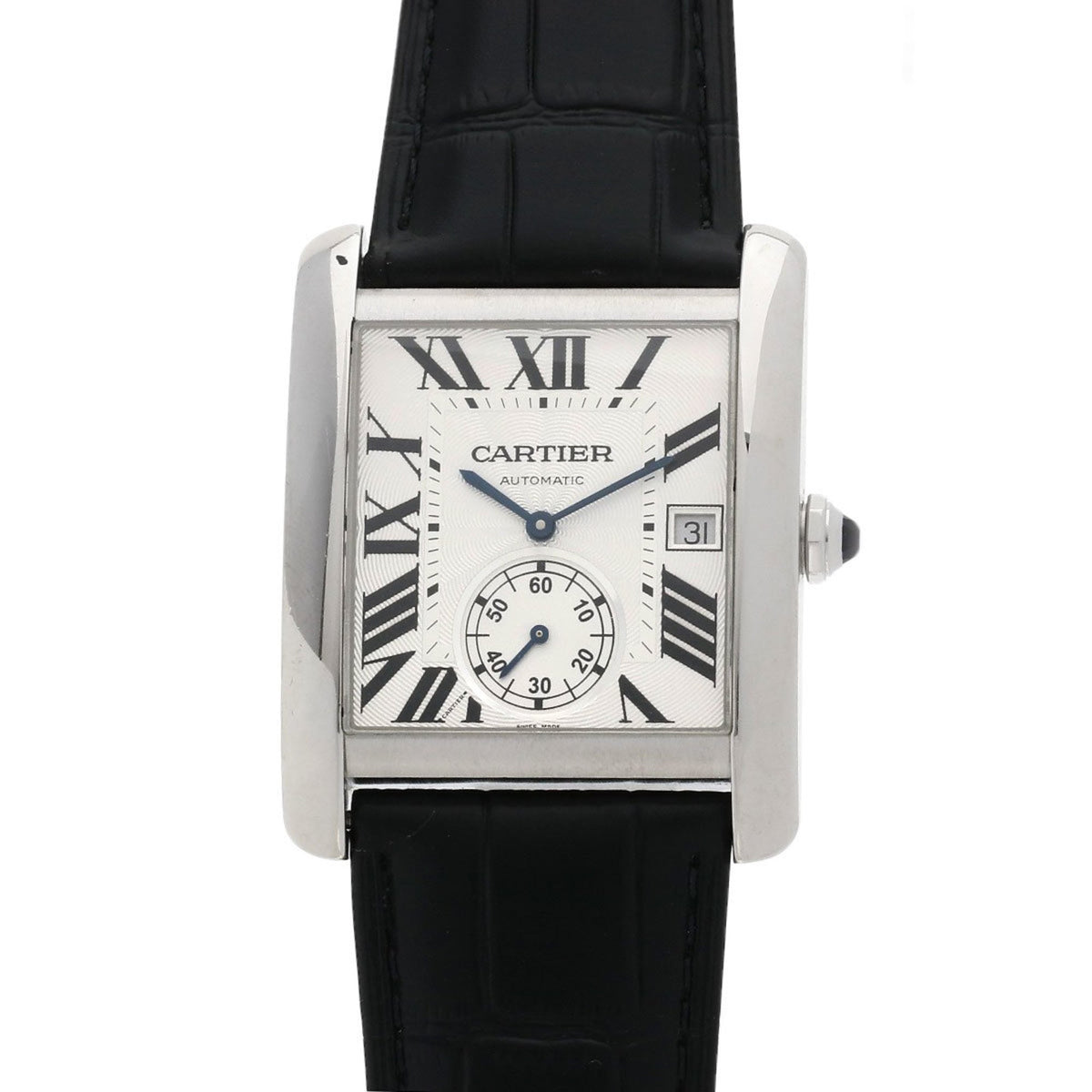 Pre-Owned Cartier Tank MC LM W5330003 Men's Watch in Stainless Steel and Leather